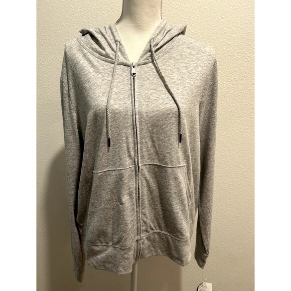 Ideology Tops - ID Ideology Womens Retro Full Zip Jacket Grey Whisper Heather XXL Lightweight